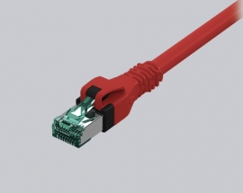 DualBoot Push-Pull Patchkabel RJ45, Kat.6A ISO/IEC, S/FTP, rot, 0.5m