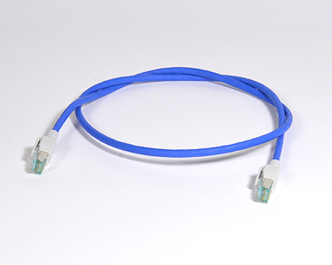 FlexBoot Patchkabel RJ45, Kat.6A ISO/IEC, S/FTP, blau/grau, 1.0m