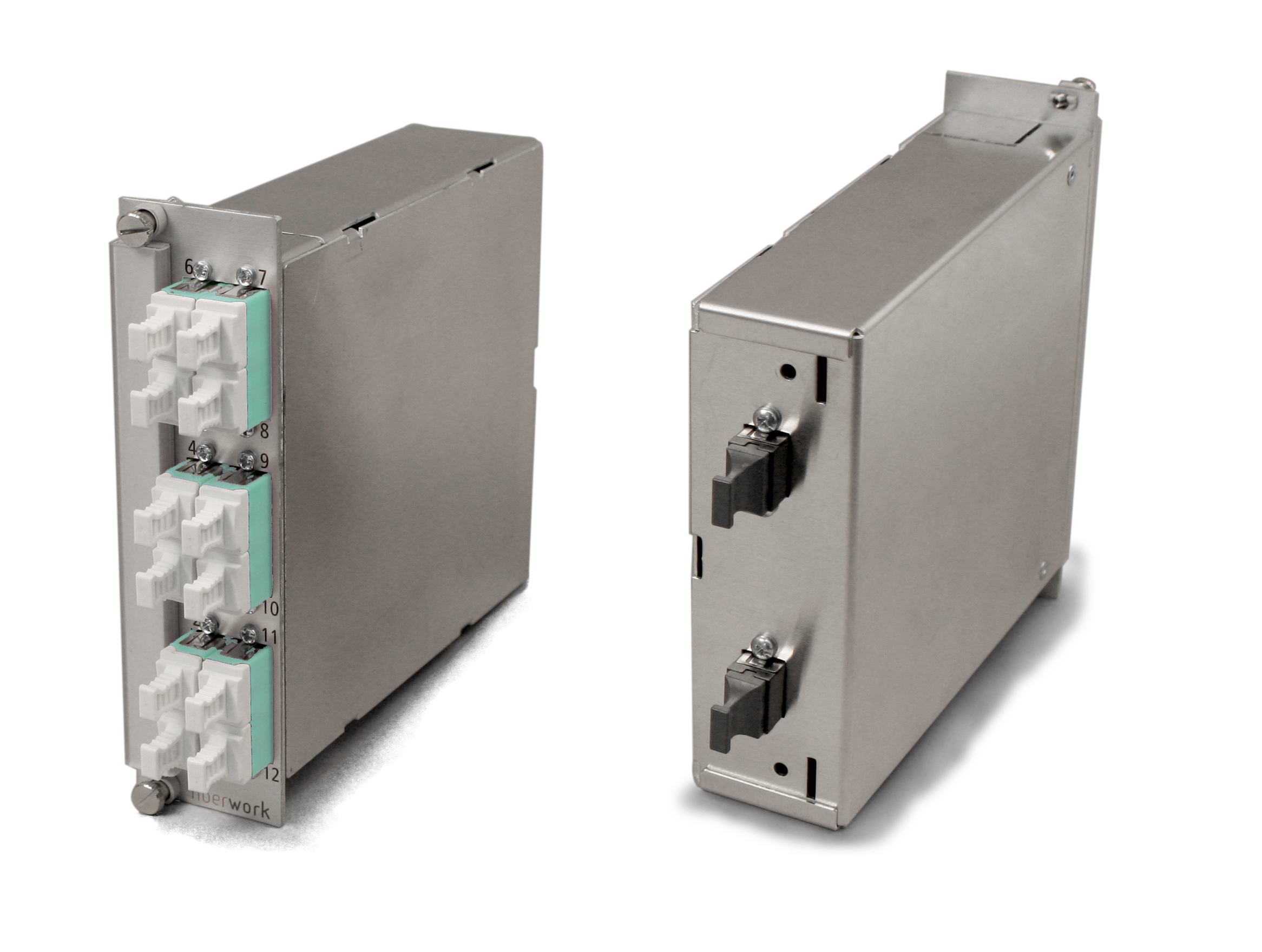 Einschubmodul 7TE, 6 x LCPC quad / 2 x MTP/MPO, female, 50/125µm OM3, A