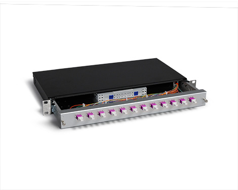 KEV 1HE Aluminium, 48 x LCPC, 50/125µm OM4 (24xLCPC duplex)