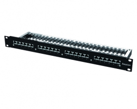 preLink® RZ-Panel, 19´ 1HE, 24 x RJ45, Kat.6A ISO/IEC, AWG 24-22, schwarz