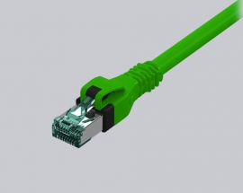 DualBoot Push-Pull Patchkabel RJ45, Kat.6A ISO/IEC, S/FTP, grün, 0.5m
