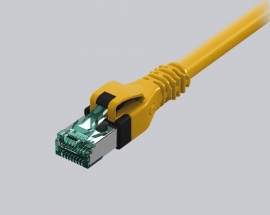 DualBoot Push-Pull Patchkabel RJ45, Kat.6A ISO/IEC, S/FTP, gelb, 0.5m
