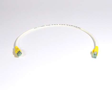 FlexBoot Patchkabel RJ45, Kat.6A ISO/IEC, S/FTP, weiss/gelb, 0.5m