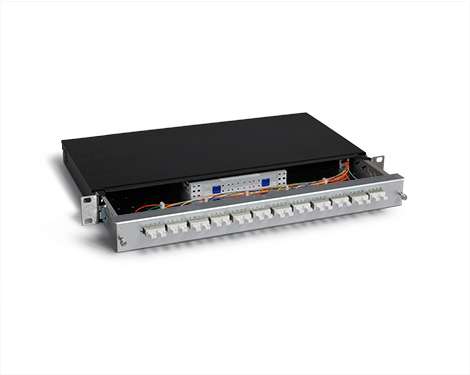KEV 1HE Aluminium, 12 x LCPC, 62.5/125µm OM1 (3xLCPC quad)